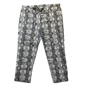 Ashley Blue Women's Black Rayon Blend Python Snakeskin Print Ankle Pants Size 3X